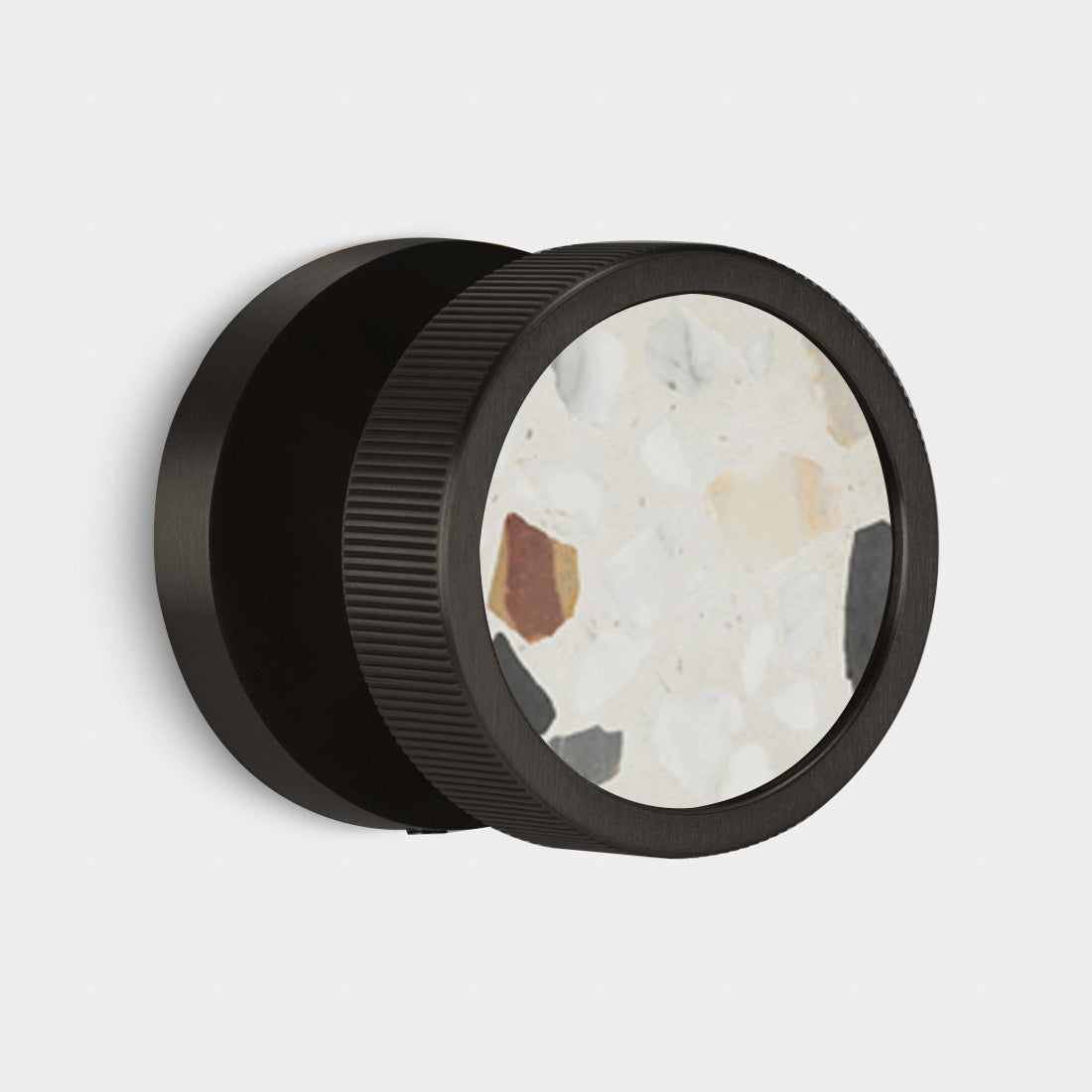 Brass & Terrazzo Mortice Door Knobs in Black