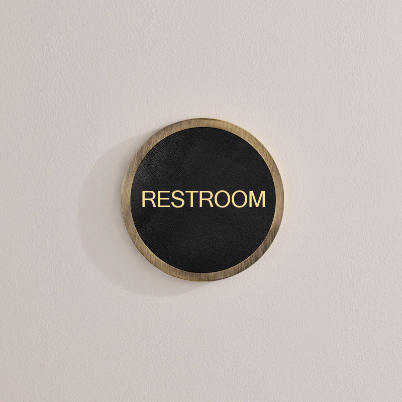 Personalised Name Brass & Leather Door Plaque in Antique Gold