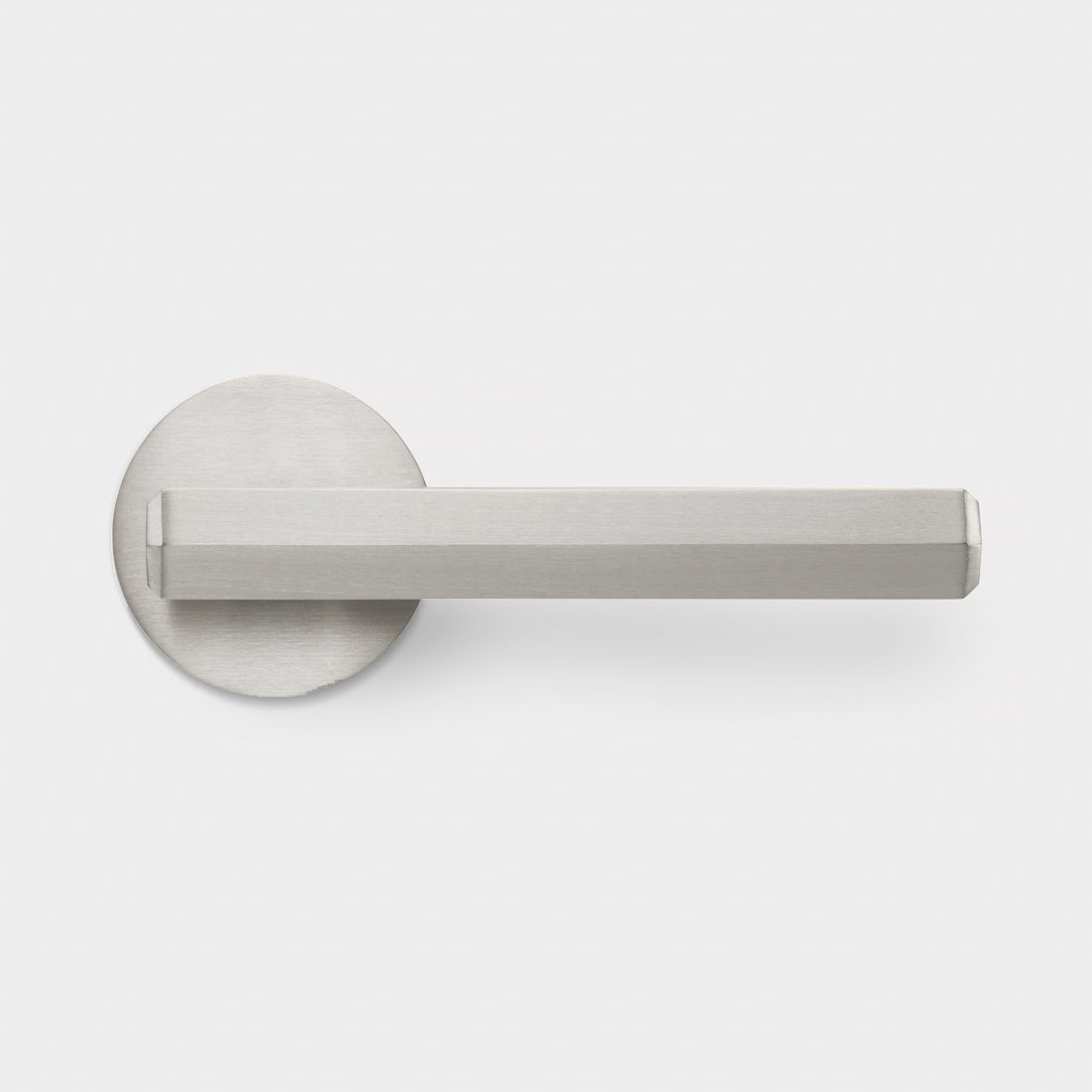 Brass Hexagonal Lever Door Handle in Silver