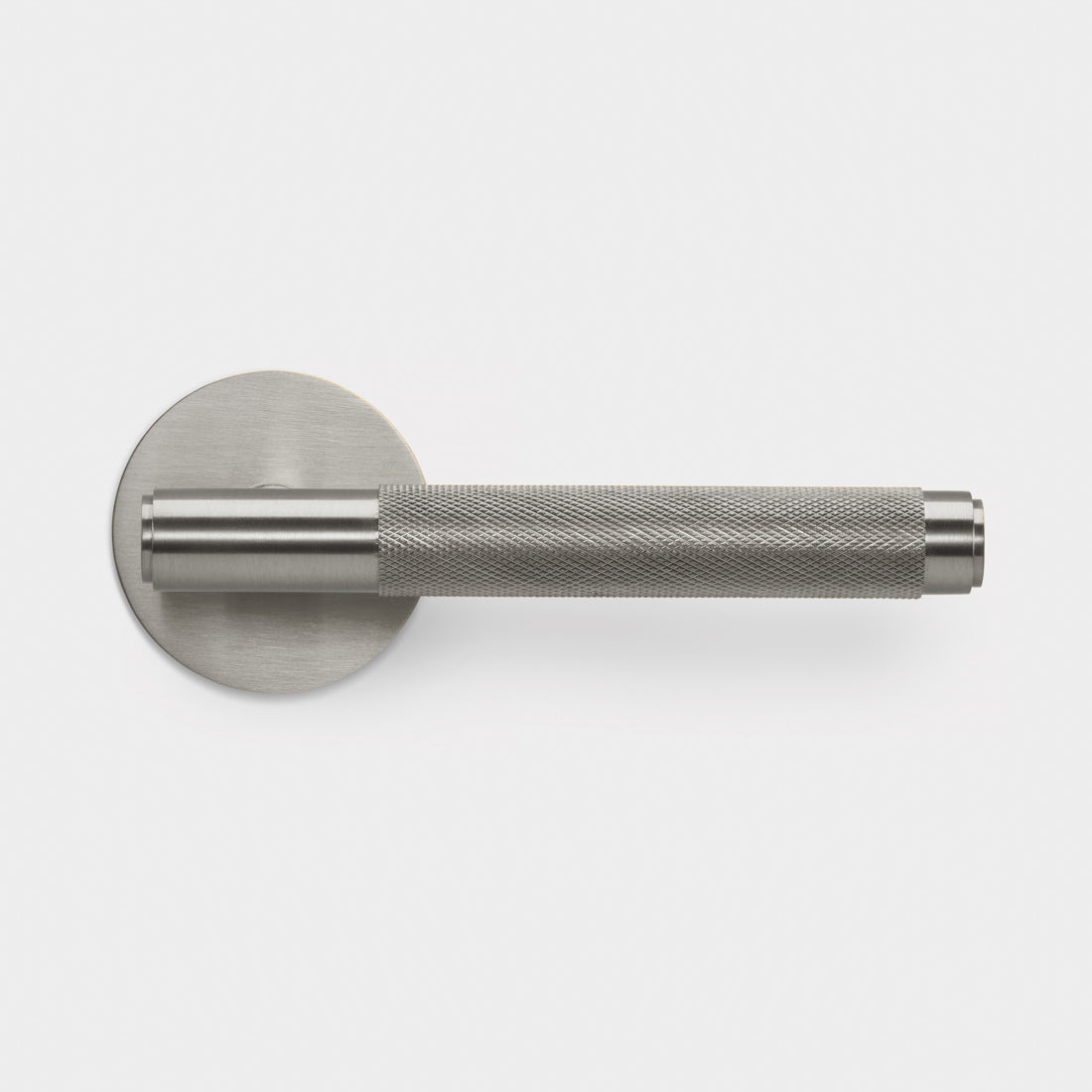 Brass Knurled Lever Door Handle in Silver