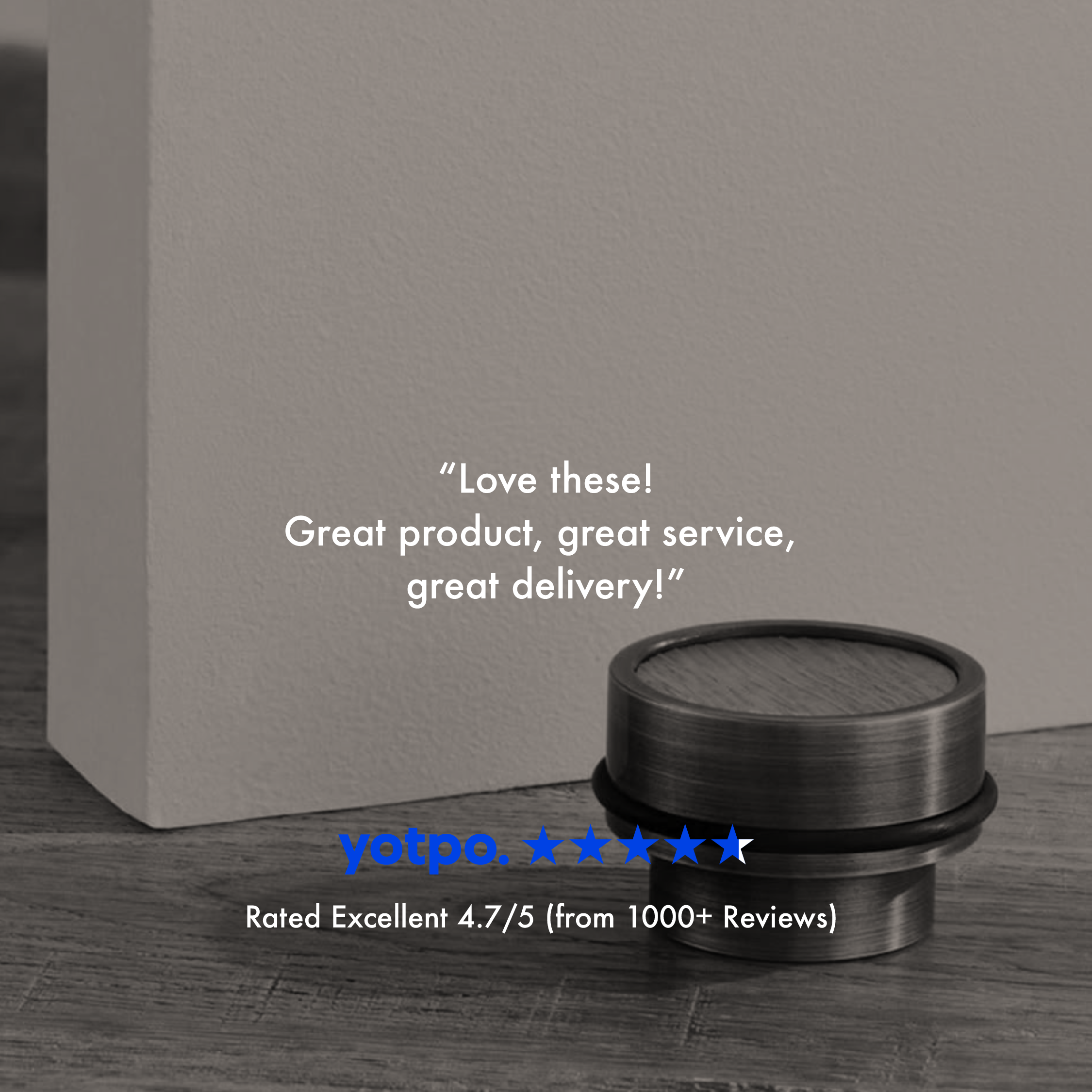 Brass & Blue Leather Mounted Door Stops in Black