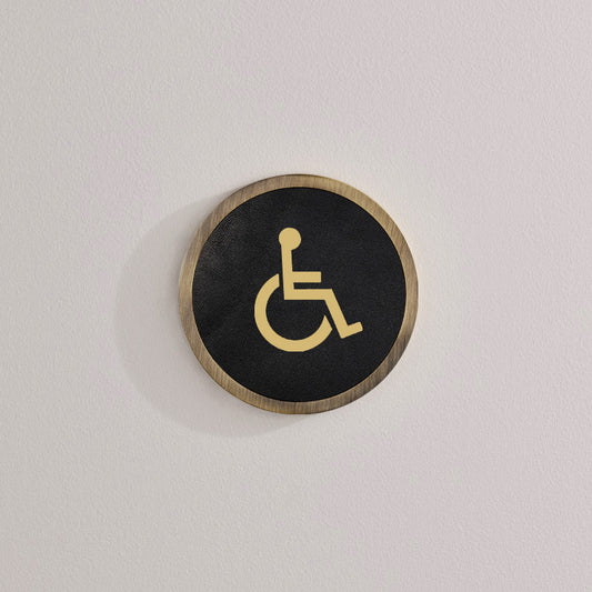 Brass & Leather Symbol Door Plaque in Antique Gold