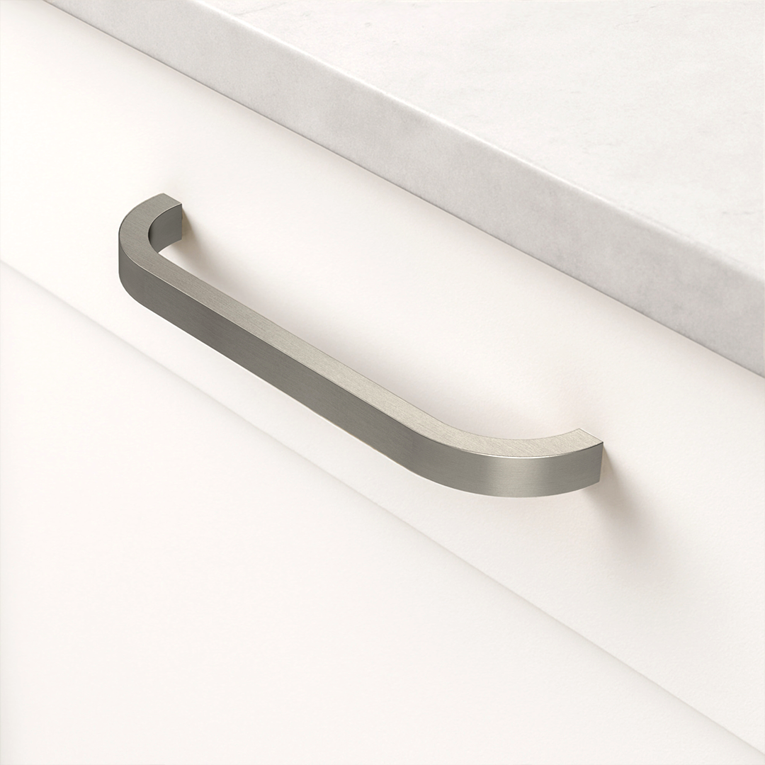 Brass Curved Cabinet Handles in Silver