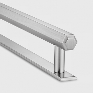 Brass Hexagonal Cabinet Handles With Backplate in Silver