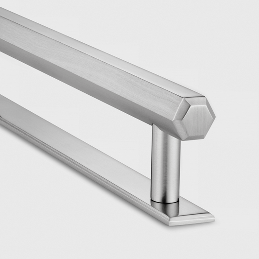 Brass Hexagonal Cabinet Handles With Backplate in Silver