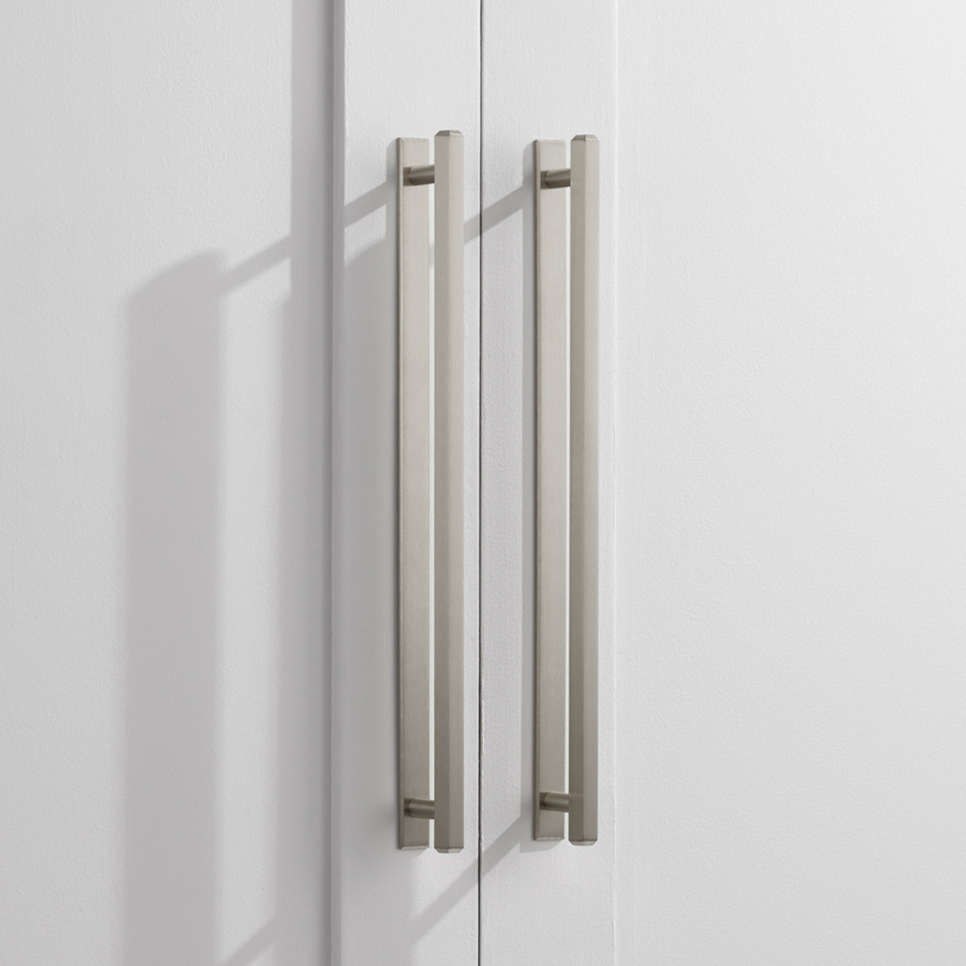 Brass Hexagonal Cabinet Handles With Backplate in Silver