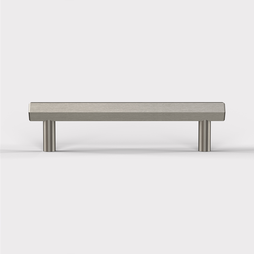 Brass Hexagonal Cabinet Handles in Silver