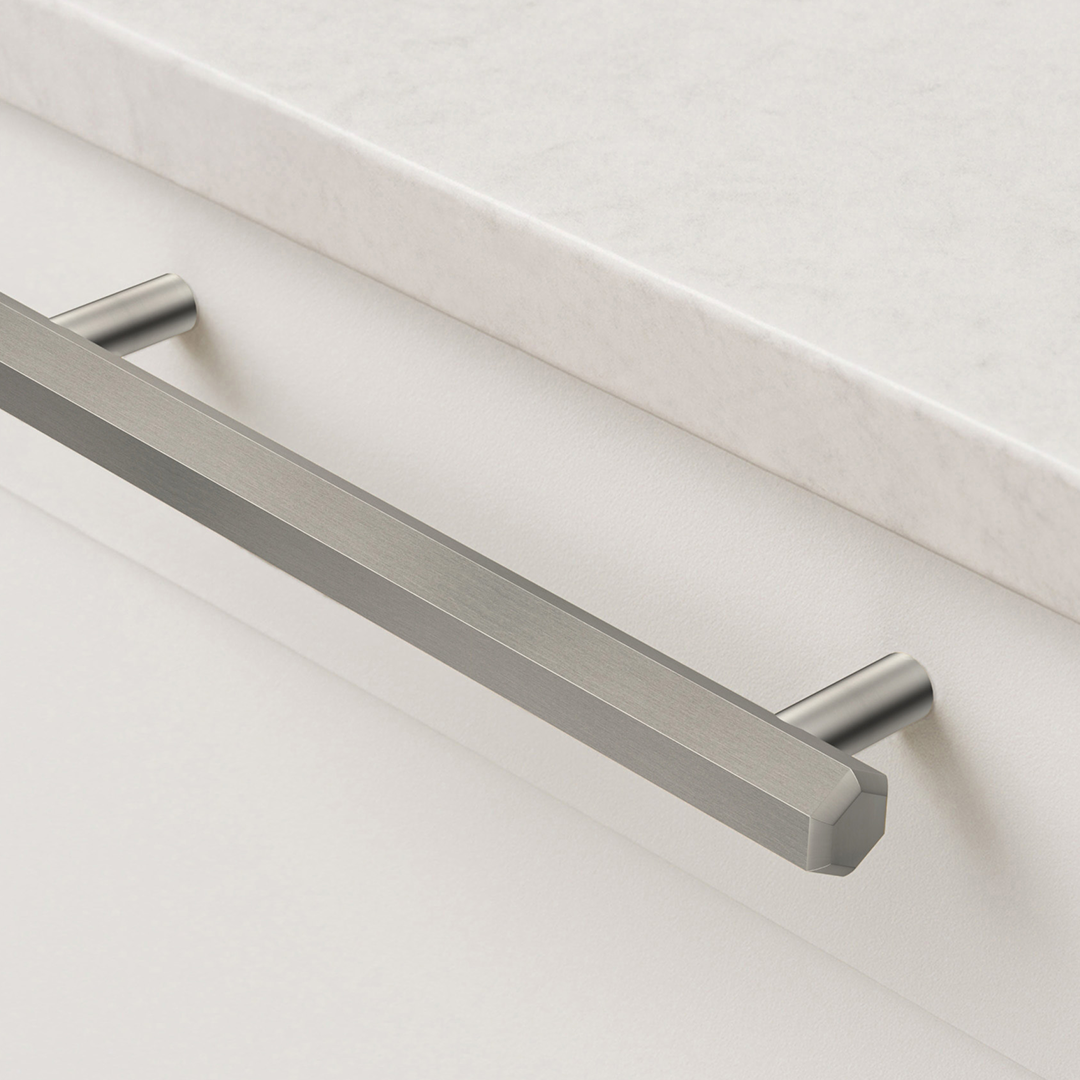 Brass Hexagonal Cabinet Handles in Silver