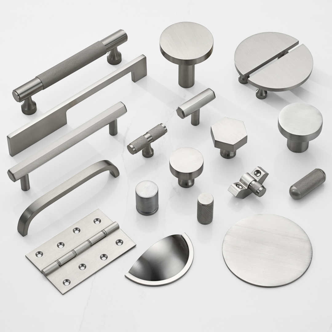 Brass Hexagonal Cabinet Handles in Silver