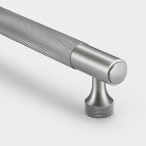 Brass Knurled Cabinet Handles in Silver