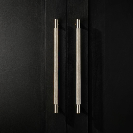Brass Knurled Cabinet Handles in Silver