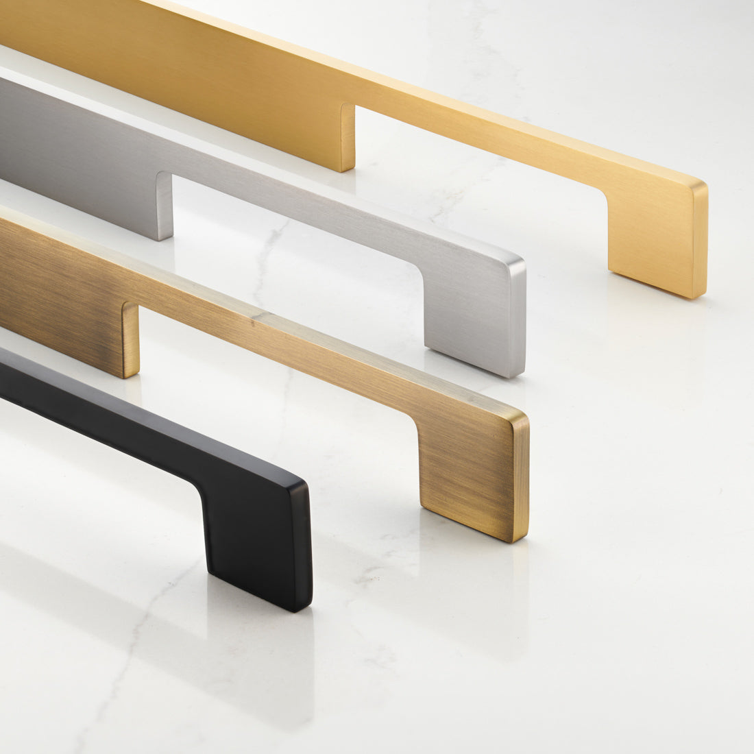 Brass Slimline Cabinet Handles in Antique