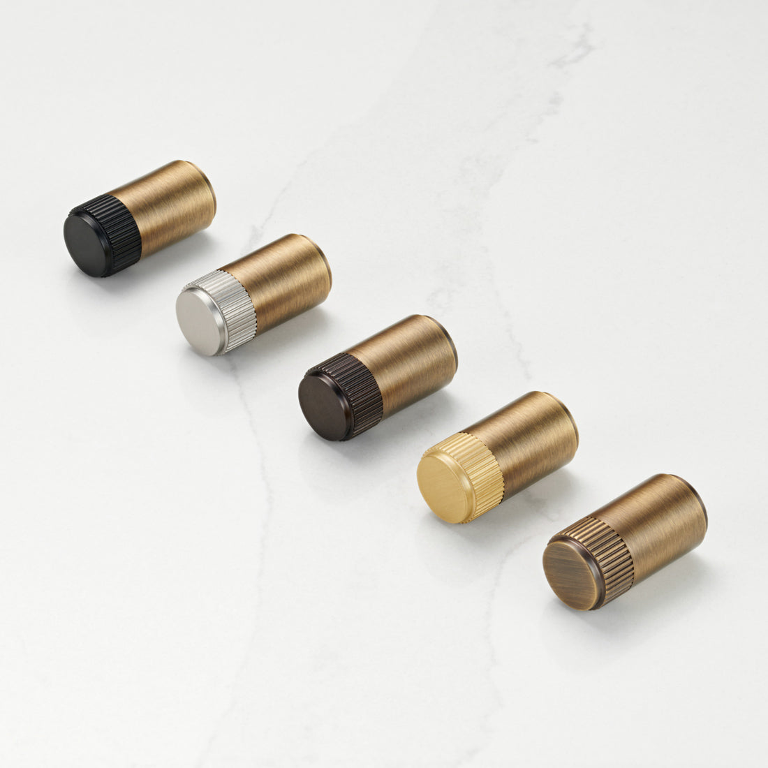 Antique Brass Linear Cylinder Pulls With Tip in Bronze