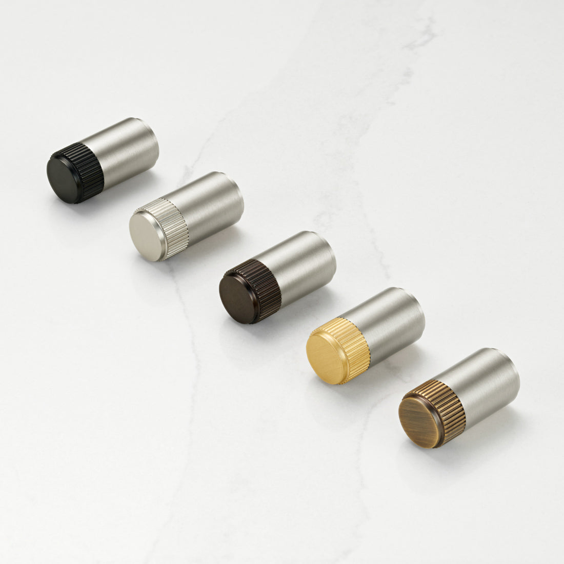 Silver Brass Linear Cylinder Pulls With Tip in Gold