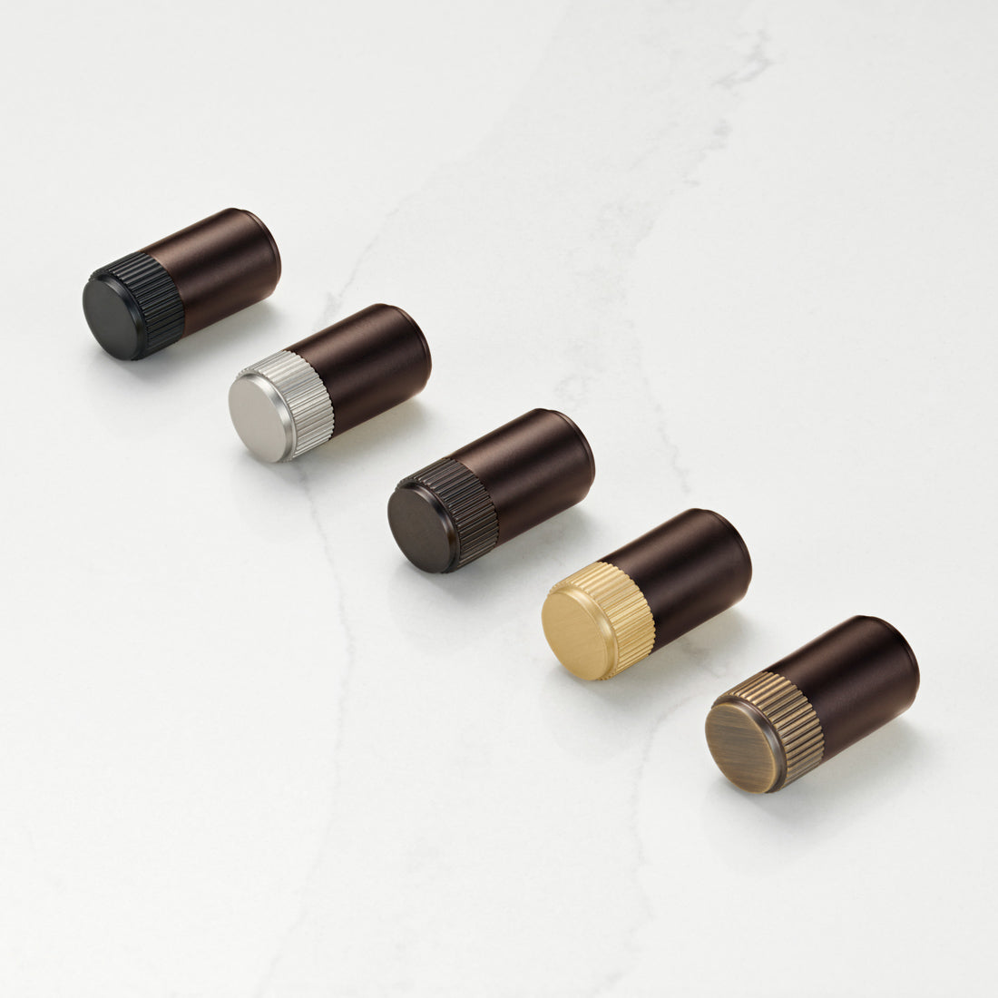 Bronze Brass Linear Cylinder Pulls With Tip in Antique