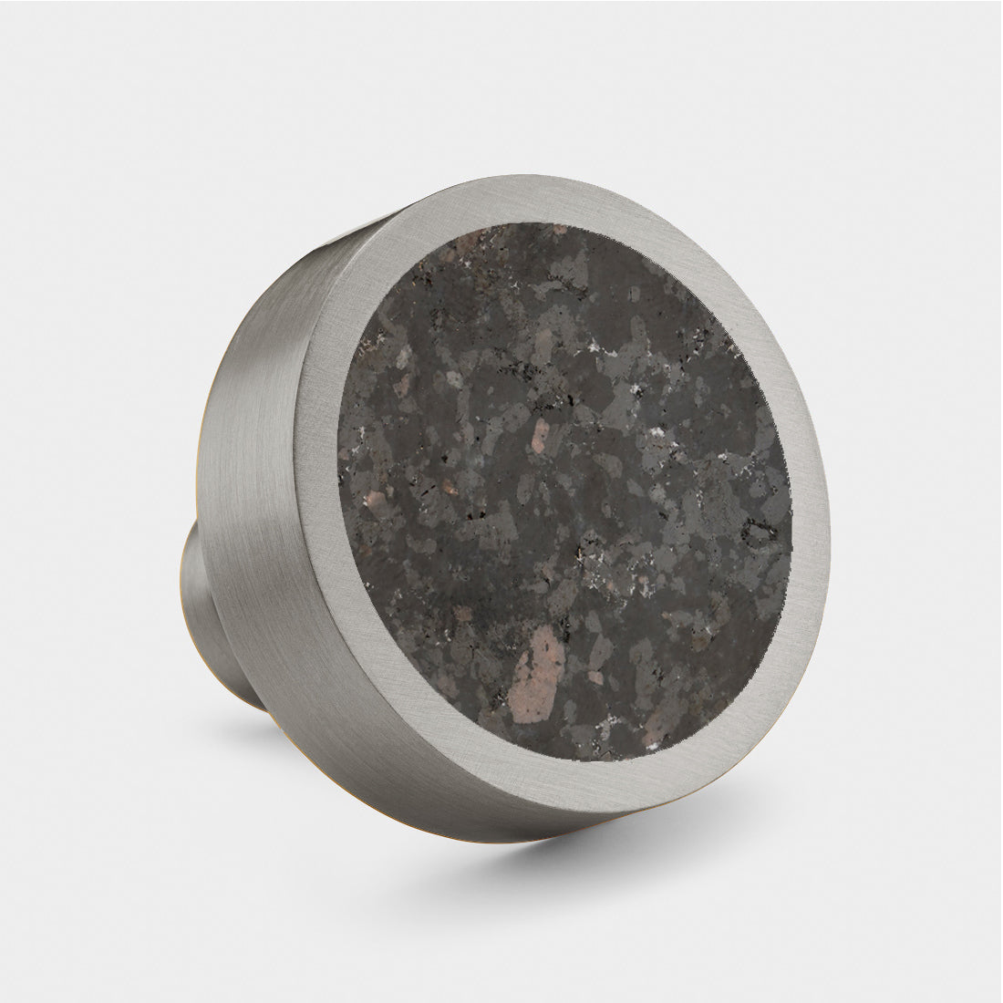 Brass & Black Terrazzo Round Door Knobs in Silver