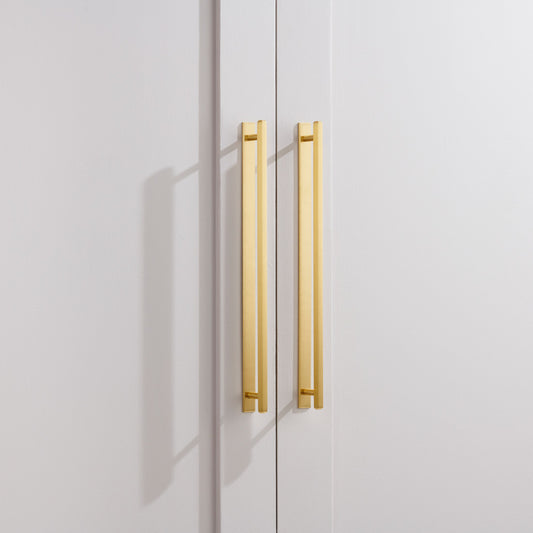 Brass Slim Hexagonal Cabinet Handles with Backplate in Gold
