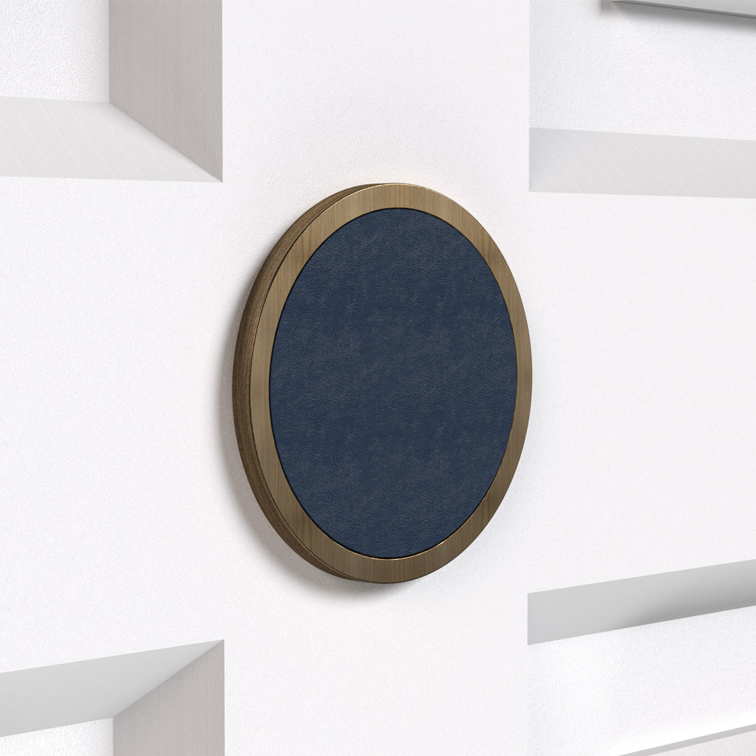 Brass & Leather Symbol Door Plaque in Antique Gold