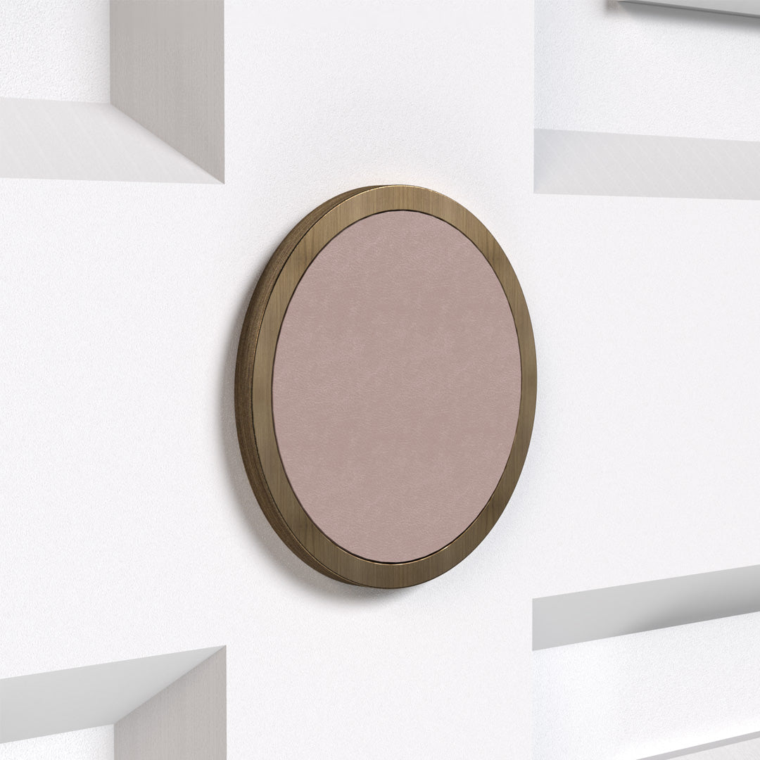 Brass & Leather Symbol Door Plaque in Antique Gold