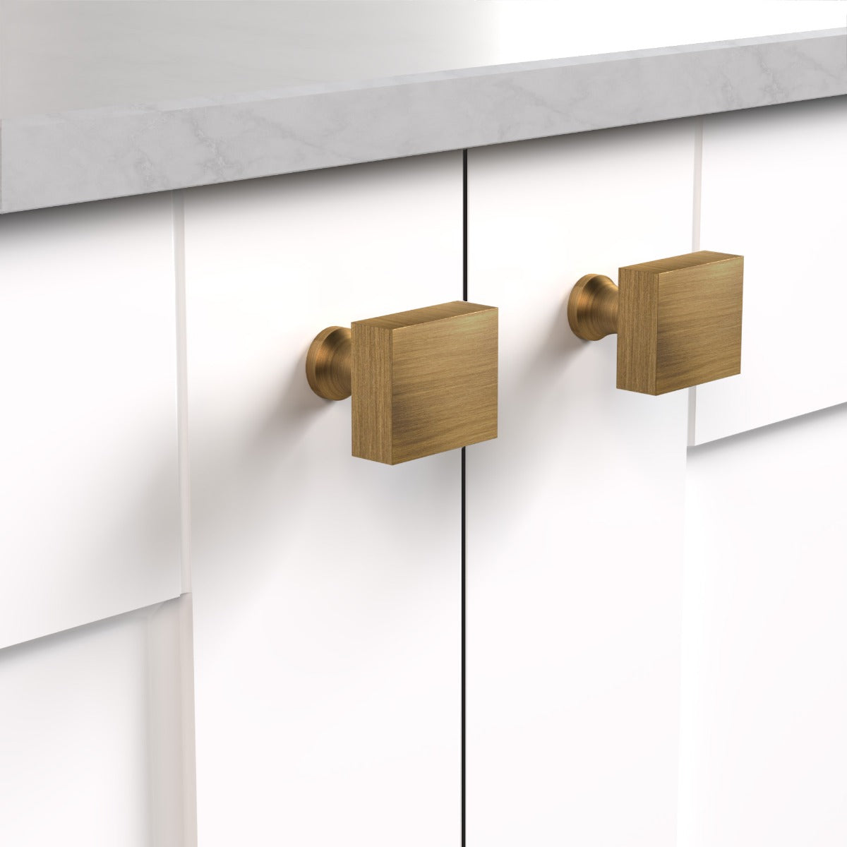 Brass Square Door Knobs in Antique