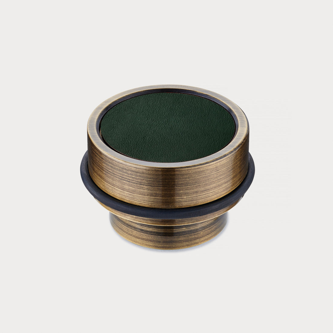 Brass & Green Leather Mounted Door Stops in Antique