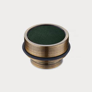 Brass & Green Leather Mounted Door Stops in Antique