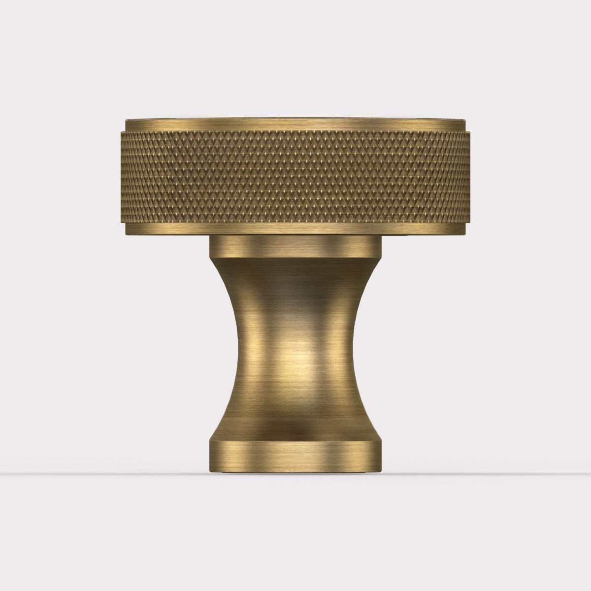 Solid Brass Round Door Knobs in Antique - Knurled