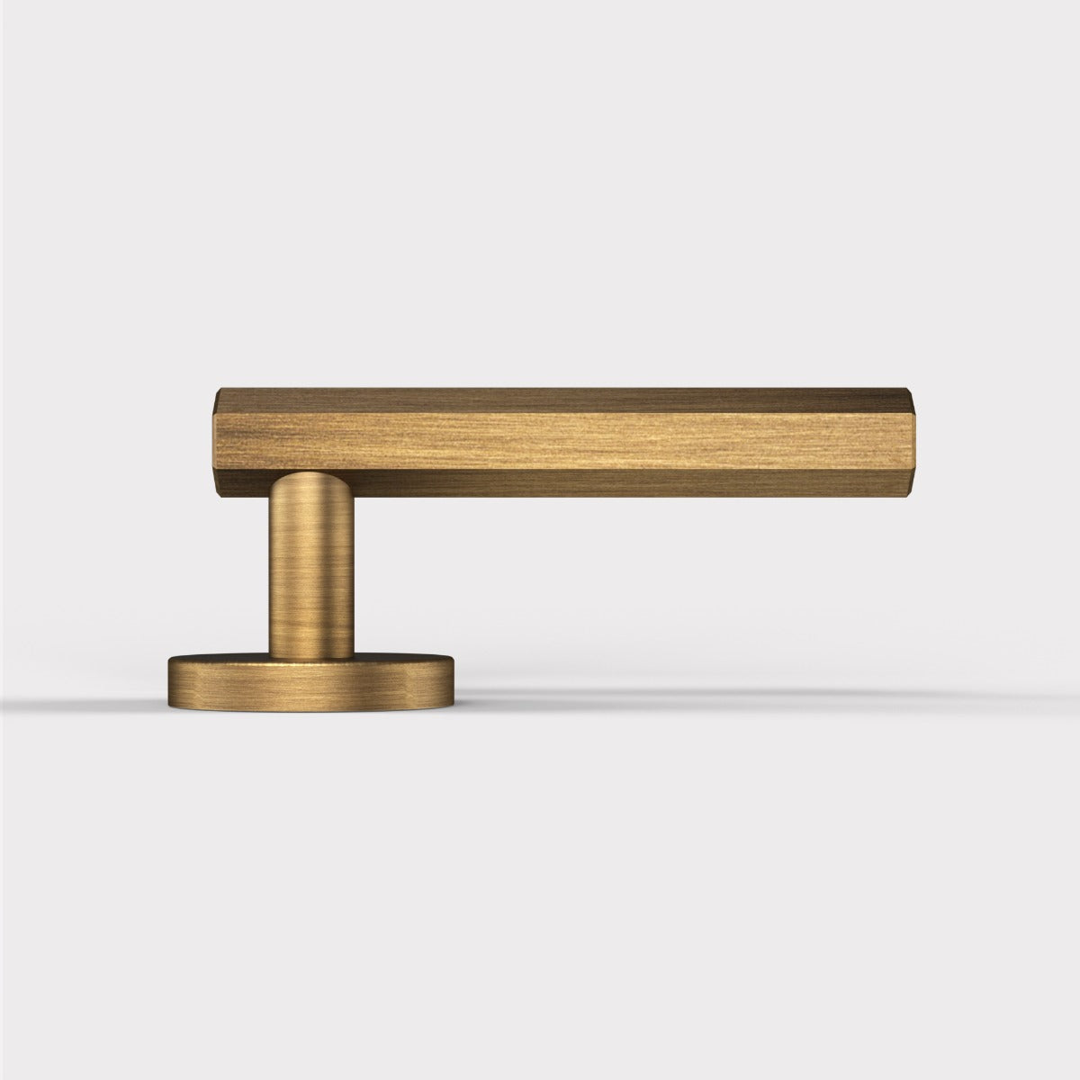 Brass Hexagonal Lever Door Handle in Antique