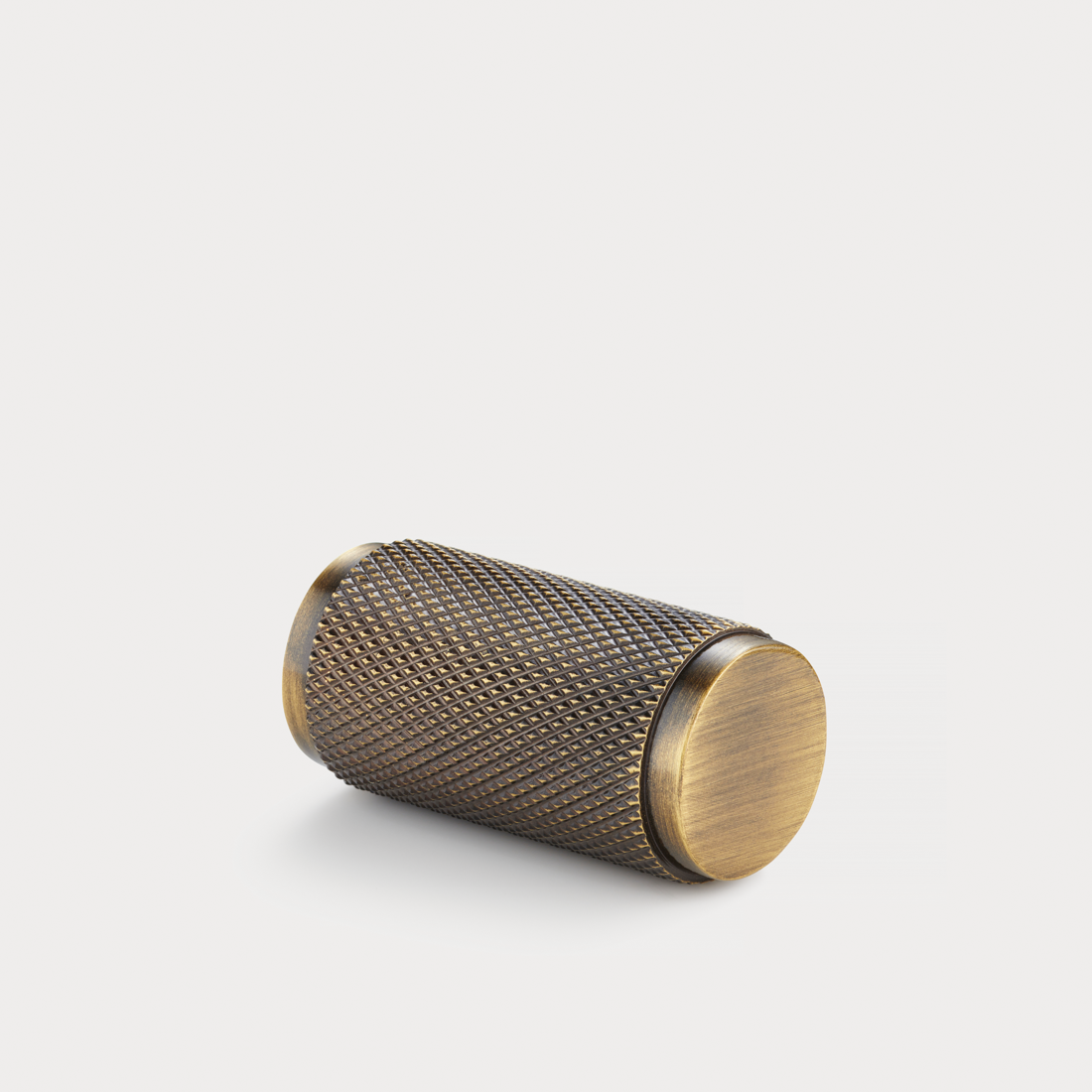 Brass Knurled Cylinder Pulls in Antique