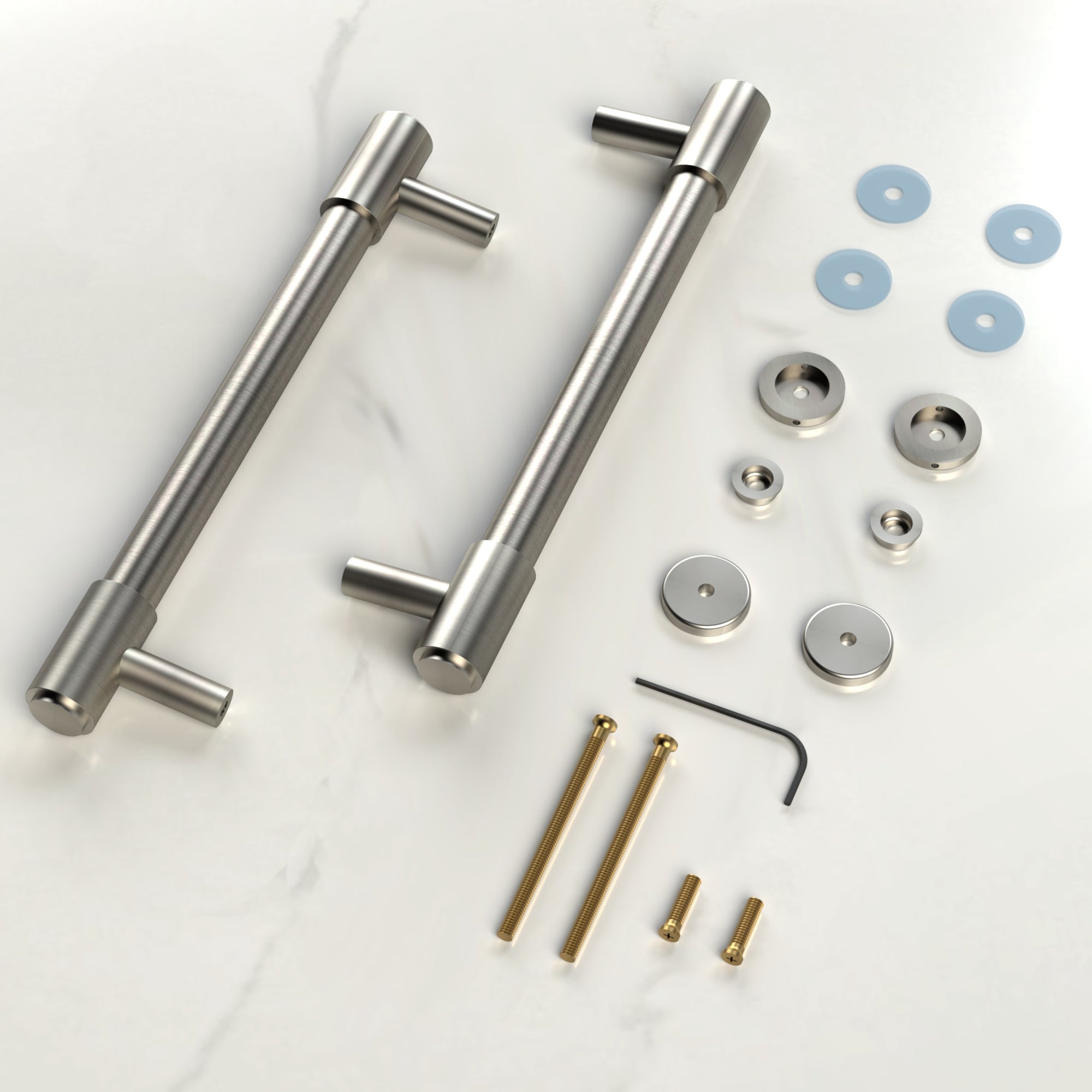 Solid Brass Silver Double Sided Pull Handles