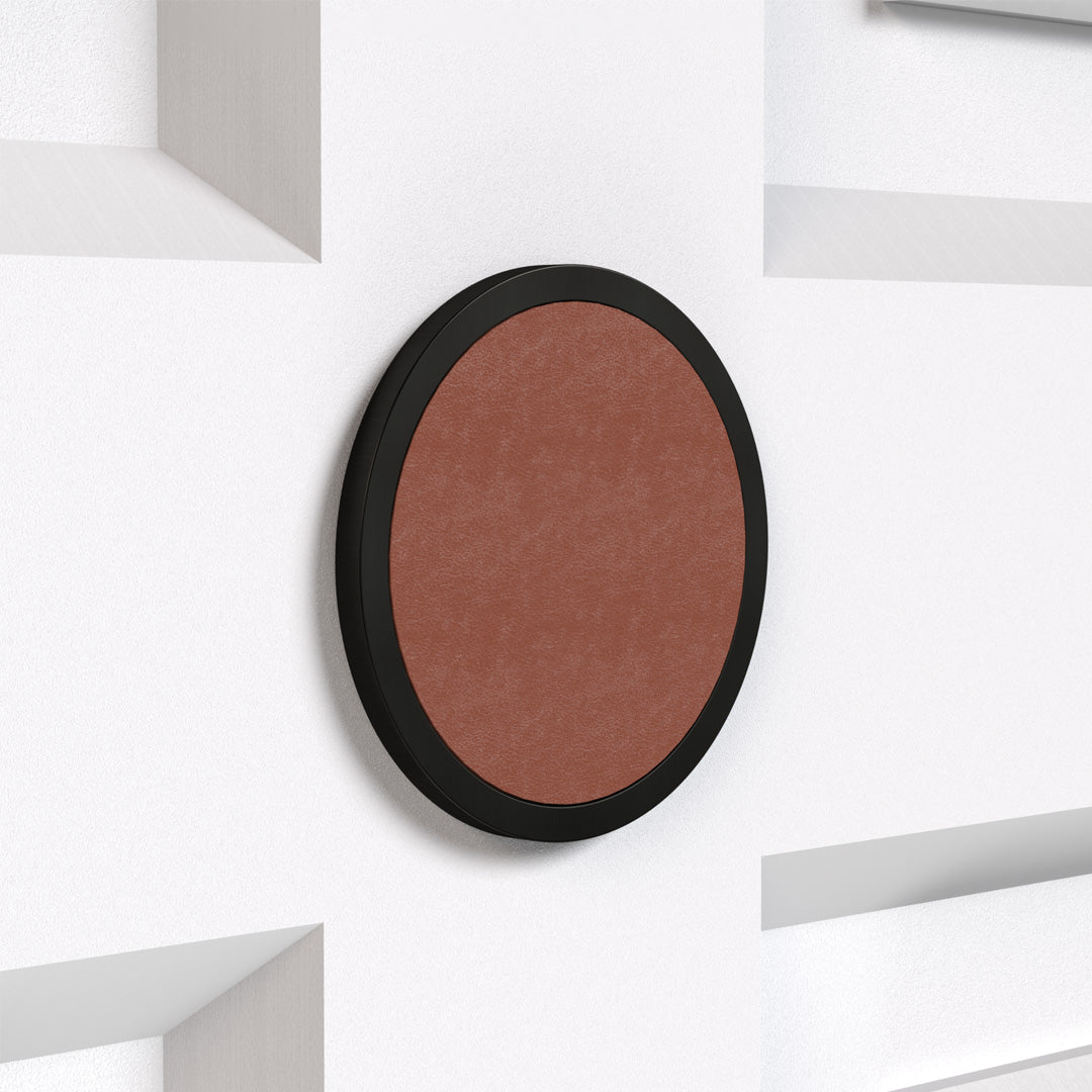 Brass & Leather Number Door Plaque in Black