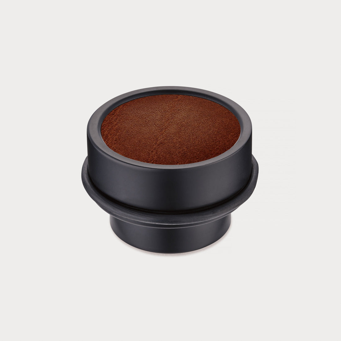 Brass & Brown Leather Mounted Door Stops in Black