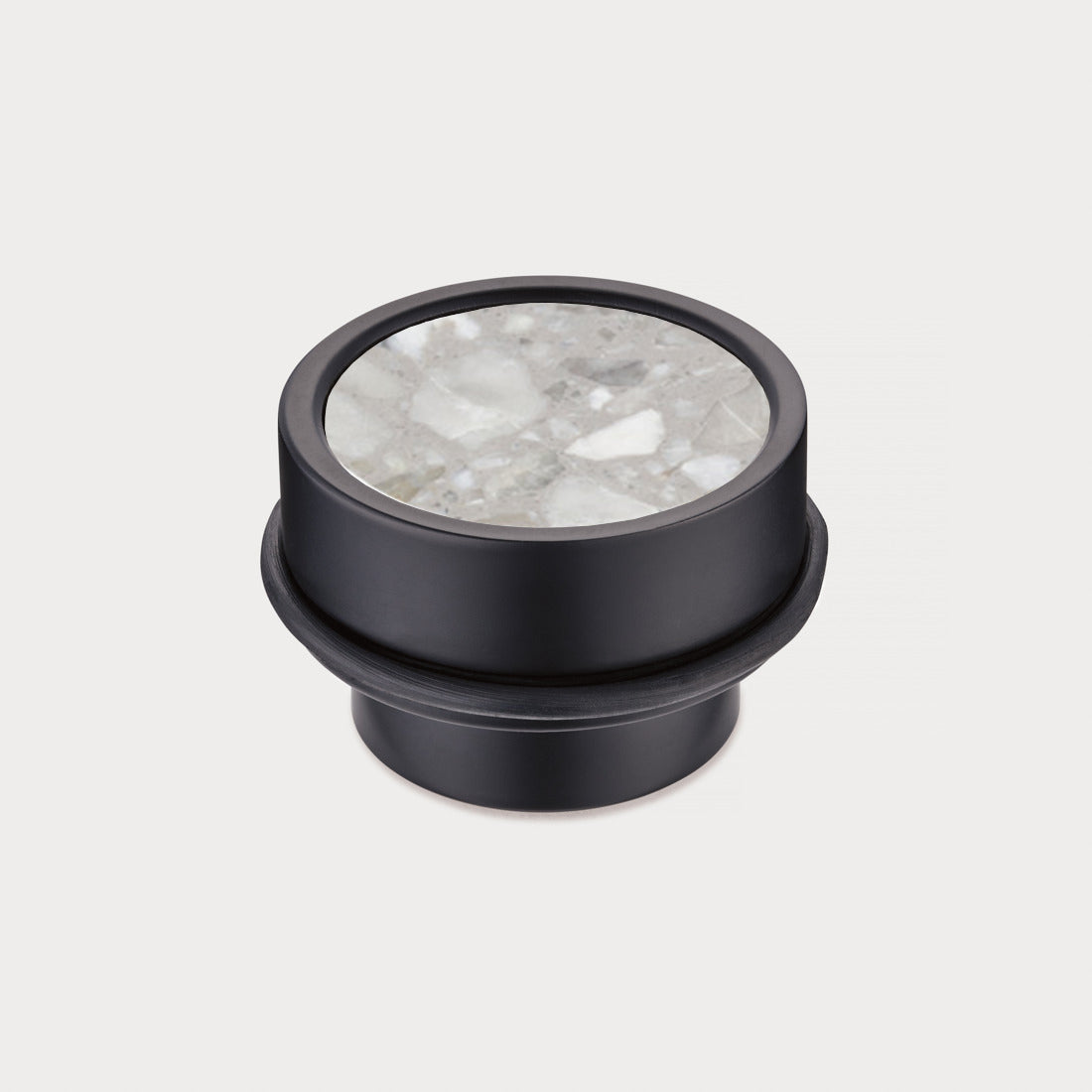 Brass & Grey Terrazzo Floor Mounted Door Stops in Black