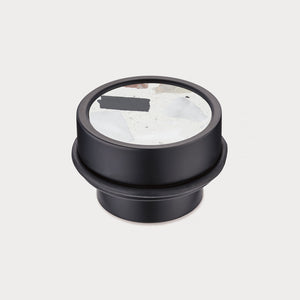 Brass & White Fleck Terrazzo Floor Mounted Door Stops in Black