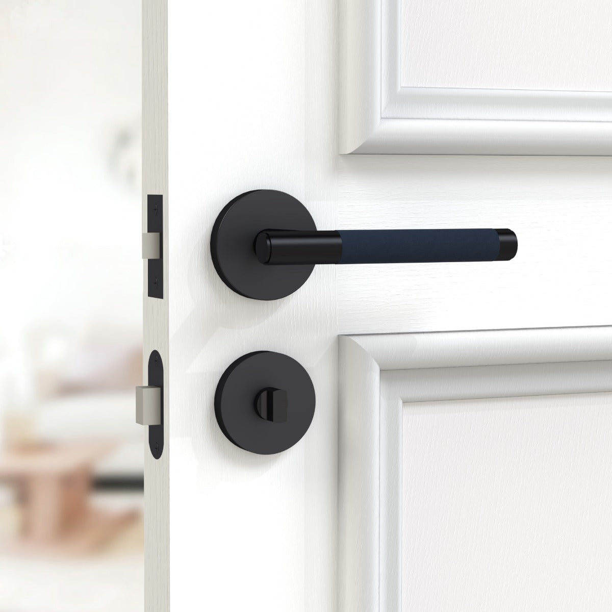 Brass Thumbturn Door Lock Set in Black