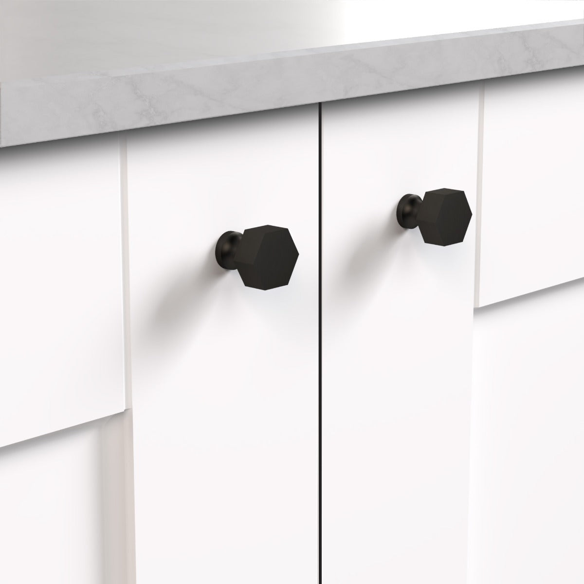 Hexagonal Door & Cabinet Knobs in Black