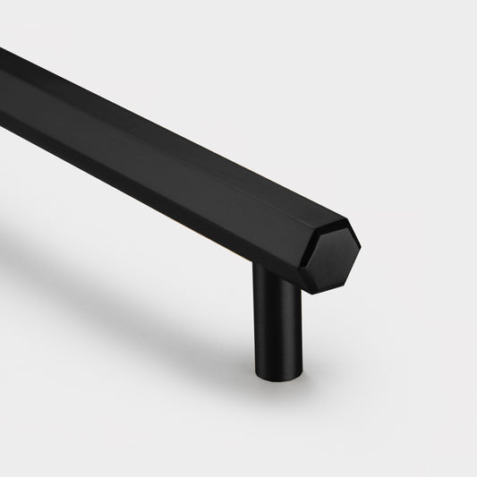 Brass Hexagonal Cabinet Handles in Black