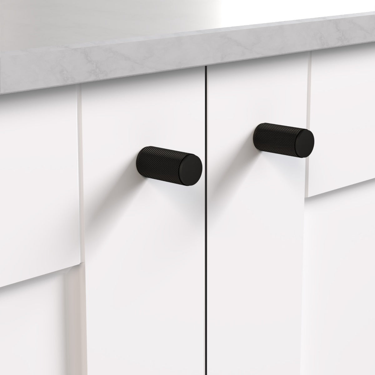 Brass Knurled Cylinder Pulls in Black