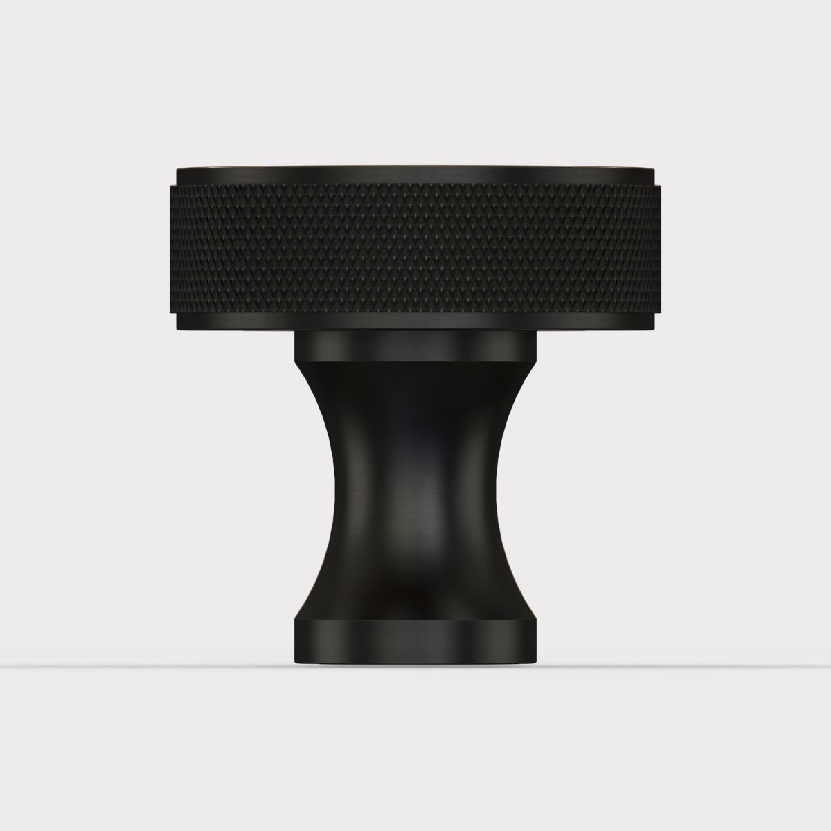 Brass Knurled Round Door Knobs in Black
