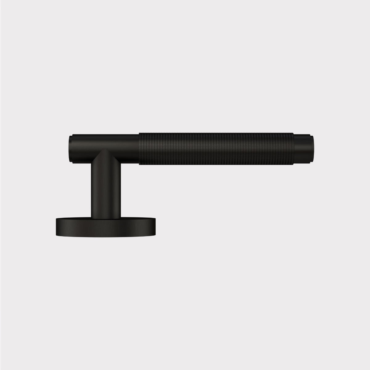 Brass Knurled Lever Door Handle in Black