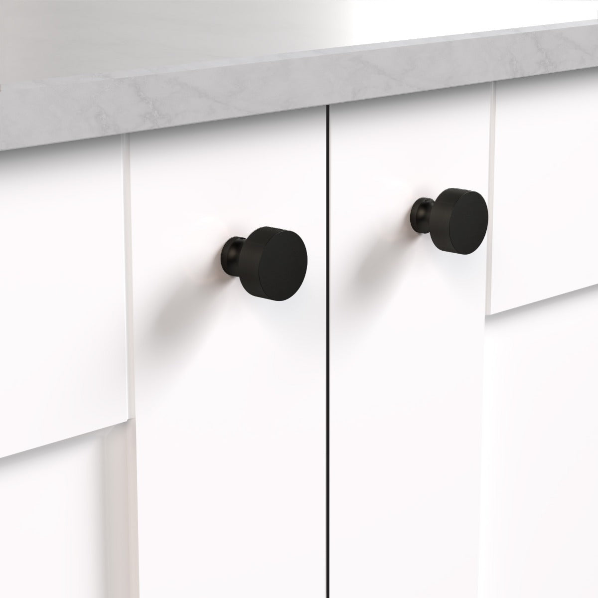 Brass Round Door Knobs in Black - Small