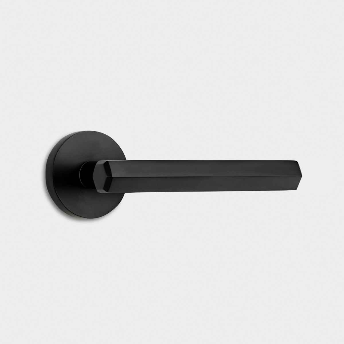 Brass Hexagonal Lever Door Handle in Black