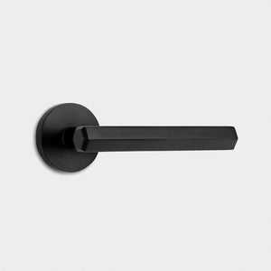 Brass Hexagonal Lever Door Handle in Black