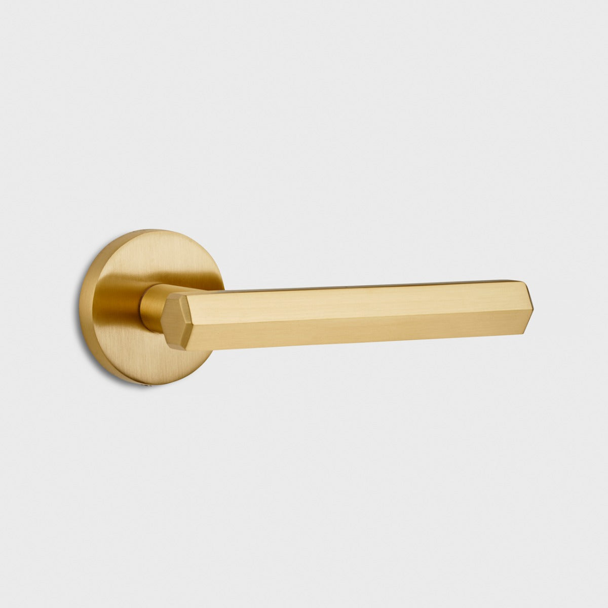 Brass Hexagonal Lever Door Handle in Gold