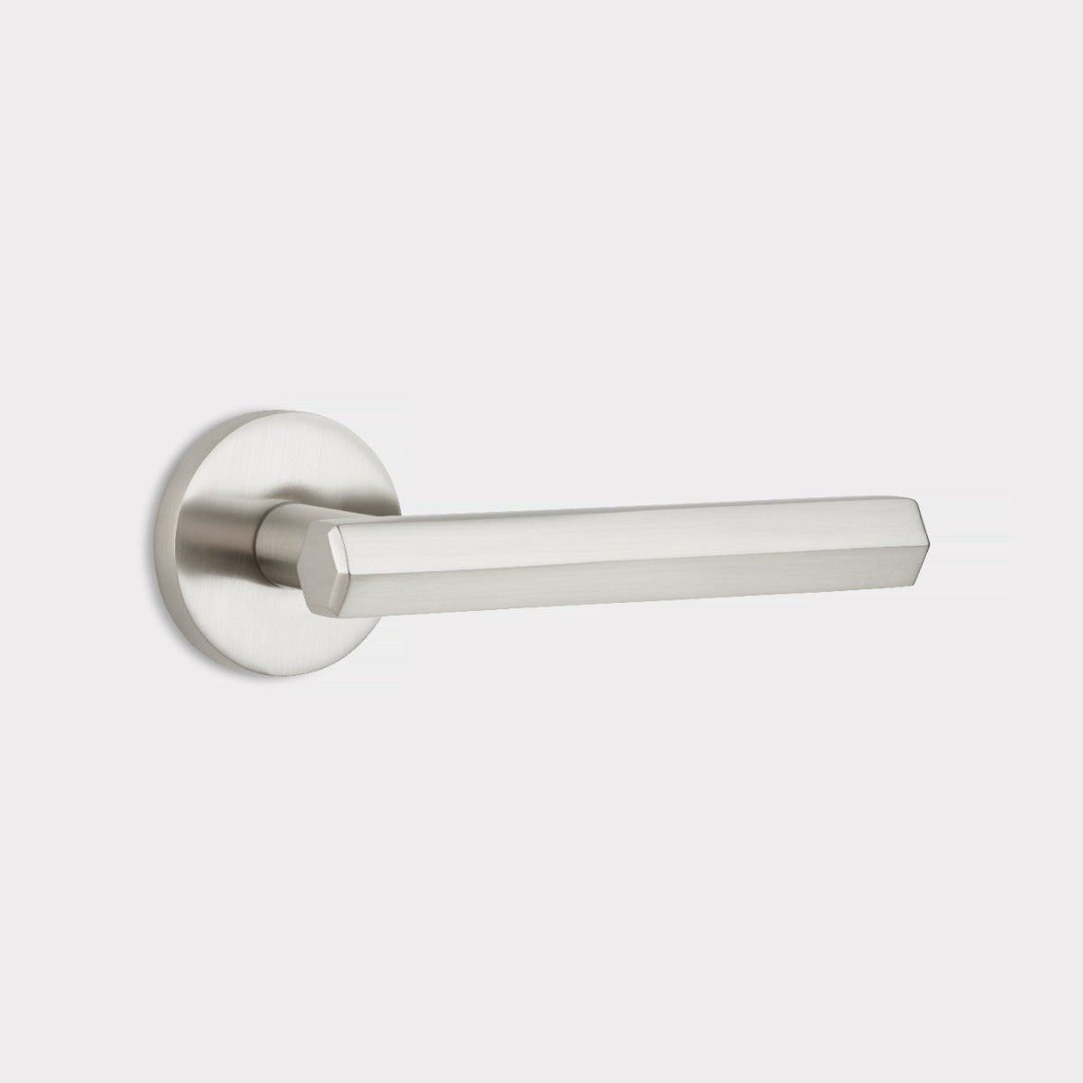 Brass Hexagonal Lever Door Handle in Silver