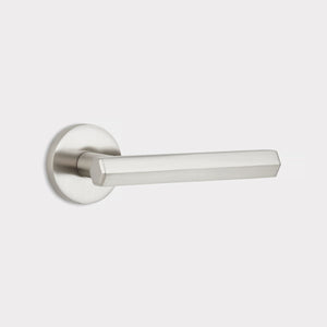 Brass Hexagonal Lever Door Handle in Silver