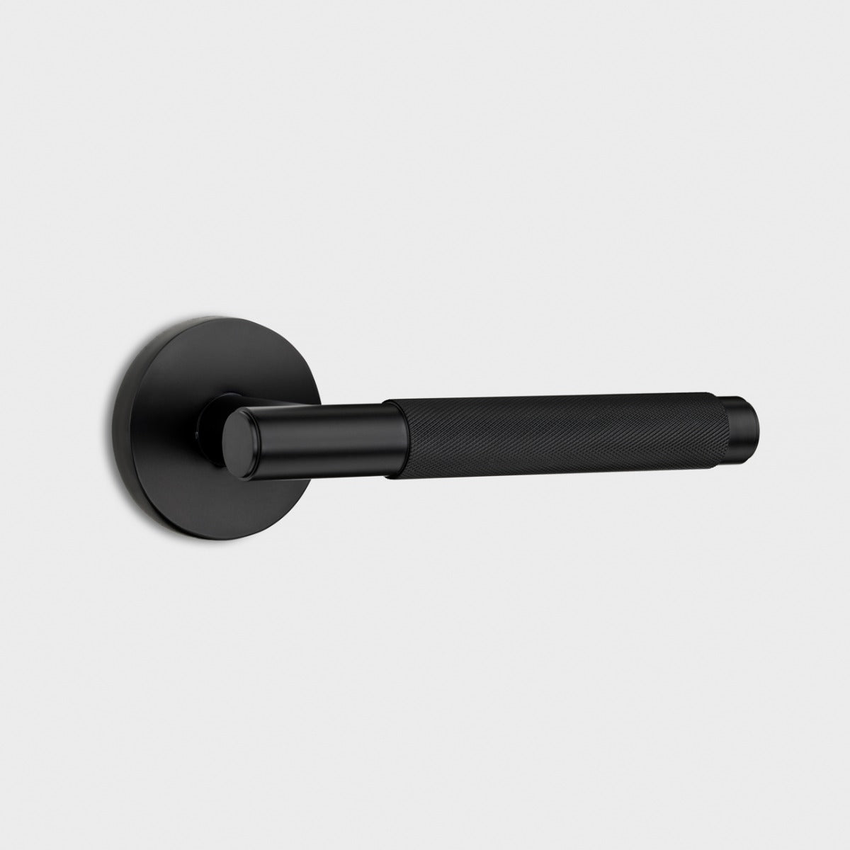 Brass Knurled Lever Door Handle in Black
