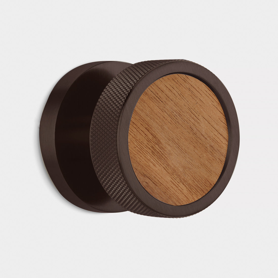 Brass & Wood Mortice Door Knobs in Bronze
