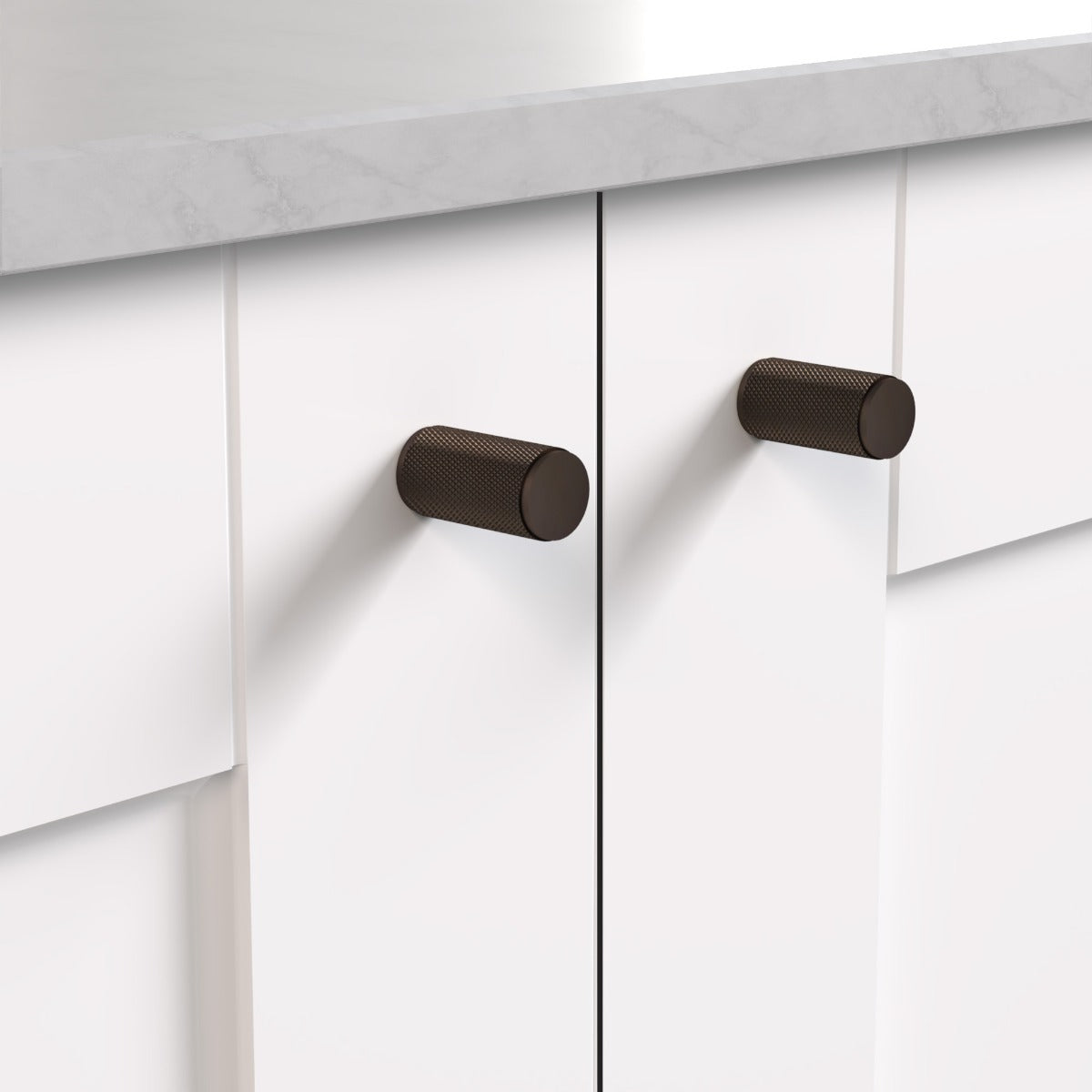 Brass Knurled Cylinder Pulls in Bronze