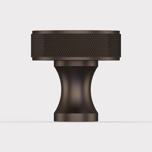 Brass Knurled Round Door Knobs in Bronze